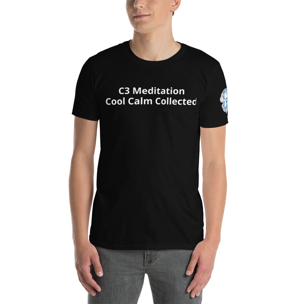 C 3 Meditation Logo with Slogan Cool Calm Collected Short-Sleeve Unisex T-Shirt