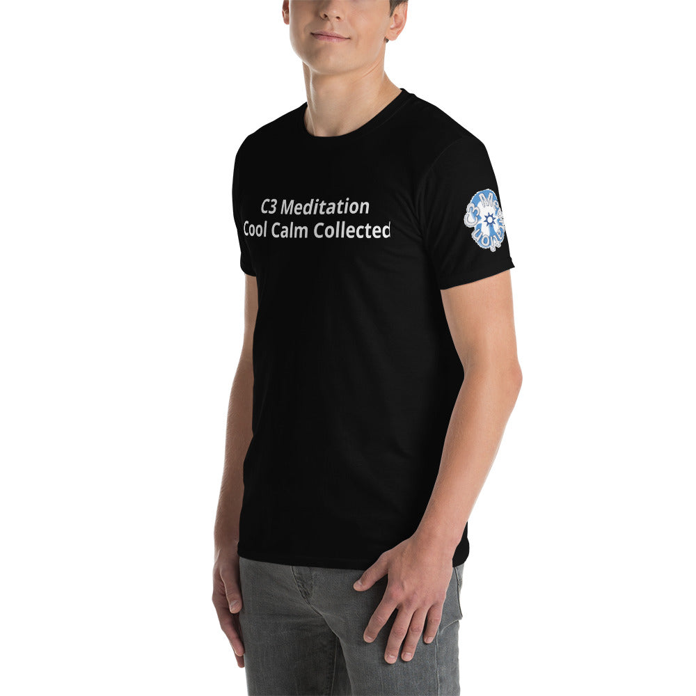 C 3 Meditation Logo with Slogan Cool Calm Collected Short-Sleeve Unisex T-Shirt