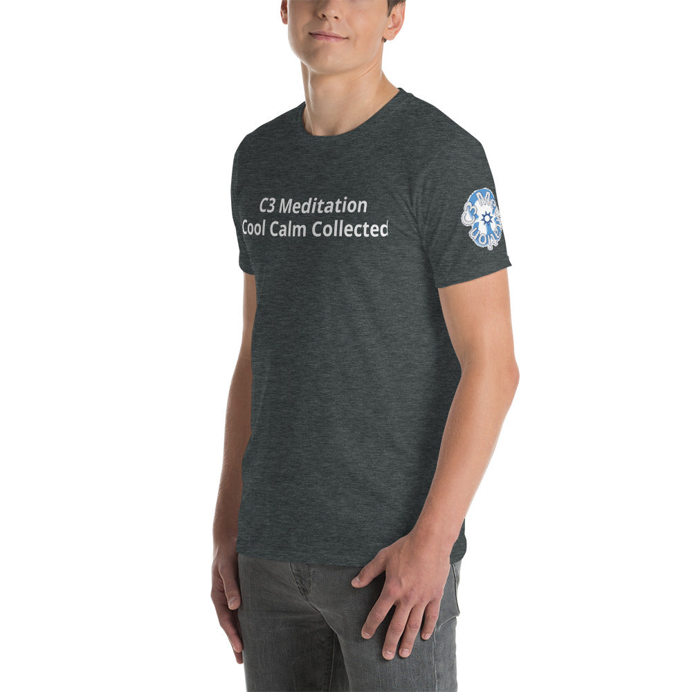 C 3 Meditation Logo with Slogan Cool Calm Collected Short-Sleeve Unisex T-Shirt