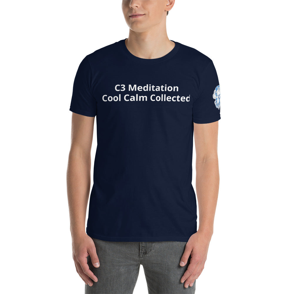 C 3 Meditation Logo with Slogan Cool Calm Collected Short-Sleeve Unisex T-Shirt