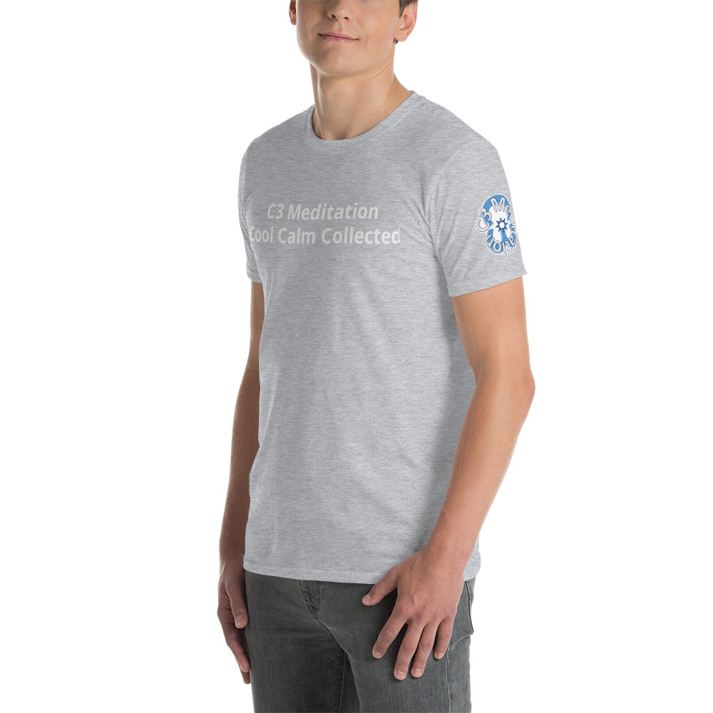 C 3 Meditation Logo with Slogan Cool Calm Collected Short-Sleeve Unisex T-Shirt